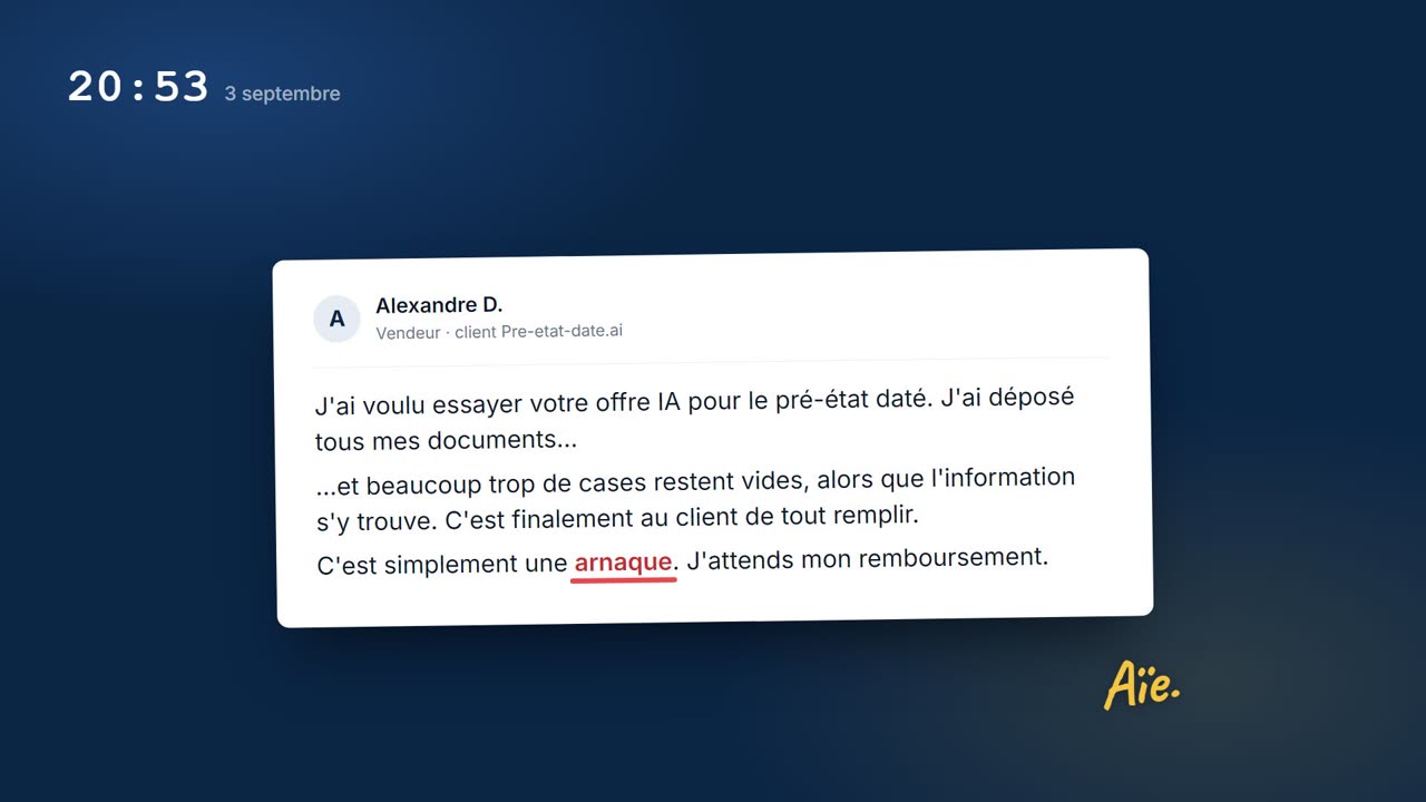 Le mail d'Alexandre : « C'est simplement une arnaque. J'attends mon remboursement. »